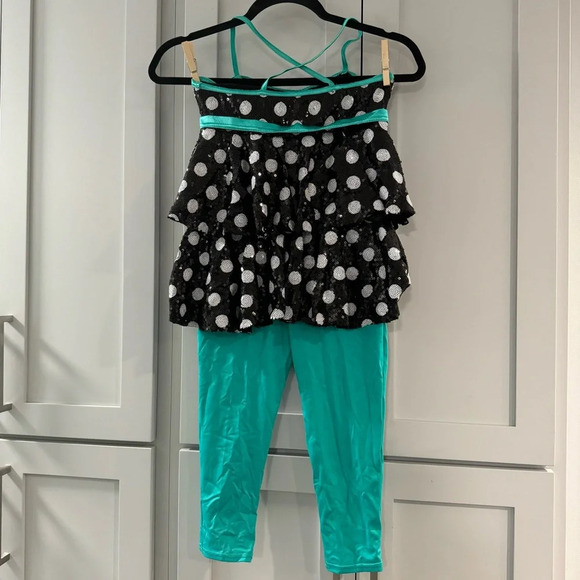 Weissman Costumes Polka Dot Catsuit with Bow Tiered Bodice over Leggings size MC - Picture 4 of 9